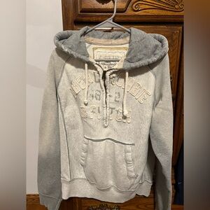 New vintage Abercrombie and fitch men’s distressed half zip hoodie grey medium